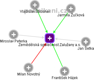 Zemědělská společnost Zalužany a.s. - obrázek vizuálního zobrazení vztahů obchodního rejstříku