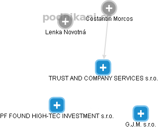 TRUST AND COMPANY SERVICES s.r.o. - obrázek vizuálního zobrazení vztahů obchodního rejstříku