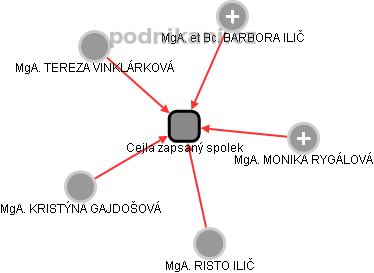 Cejla zapsaný spolek - obrázek vizuálního zobrazení vztahů obchodního rejstříku