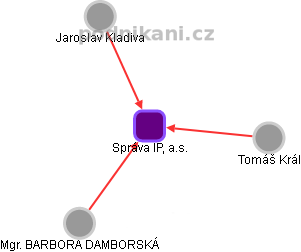 Správa IP, a.s. - obrázek vizuálního zobrazení vztahů obchodního rejstříku