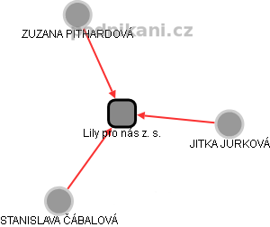 Lily pro nás z. s. - obrázek vizuálního zobrazení vztahů obchodního rejstříku