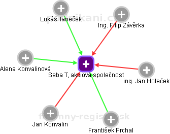 Seba T, akciová společnost - obrázek vizuálního zobrazení vztahů obchodního rejstříku