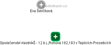 Společenství vlastníků - 12 b.j.,Rohová 182,183 v Teplicích-Proseticích - obrázek vizuálního zobrazení vztahů obchodního rejstříku