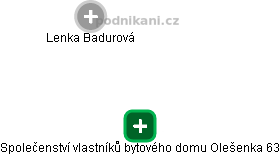 Společenství vlastníků bytového domu Olešenka 63 - obrázek vizuálního zobrazení vztahů obchodního rejstříku