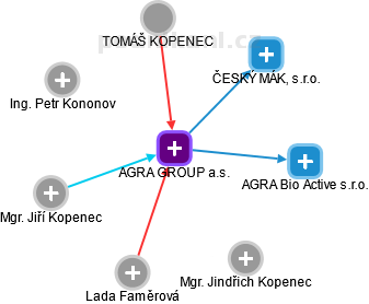 AGRA GROUP a.s. - obrázek vizuálního zobrazení vztahů obchodního rejstříku