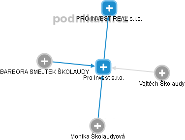 Pro Invest s.r.o. - obrázek vizuálního zobrazení vztahů obchodního rejstříku