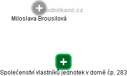 Společenství vlastníků jednotek v domě čp. 283 - obrázek vizuálního zobrazení vztahů obchodního rejstříku