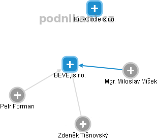 BEVEL, s.r.o. - obrázek vizuálního zobrazení vztahů obchodního rejstříku