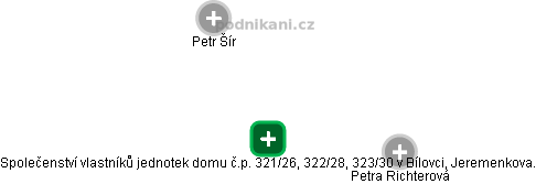 Společenství vlastníků jednotek domu č.p. 321/26, 322/28, 323/30 v Bílovci, Jeremenkova. - obrázek vizuálního zobrazení vztahů obchodního rejstříku