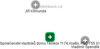 Společenství vlastníků domu Těšíkov 1174,Vsetín, PSČ 755 01 - obrázek vizuálního zobrazení vztahů obchodního rejstříku