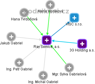 Ray Service, a.s. - obrázek vizuálního zobrazení vztahů obchodního rejstříku