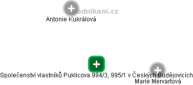 Společenství vlastníků Puklicova 994/3, 995/1 v Českých Budějovicích - obrázek vizuálního zobrazení vztahů obchodního rejstříku