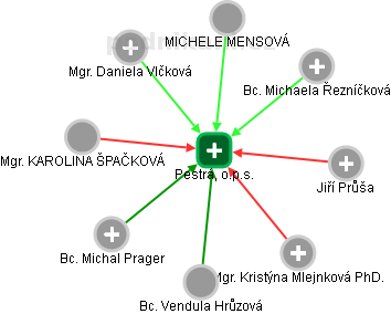 Pestrá, o.p.s. - obrázek vizuálního zobrazení vztahů obchodního rejstříku