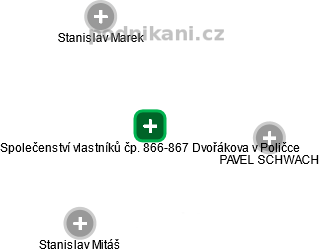 Společenství vlastníků čp. 866-867 Dvořákova v Poličce - obrázek vizuálního zobrazení vztahů obchodního rejstříku
