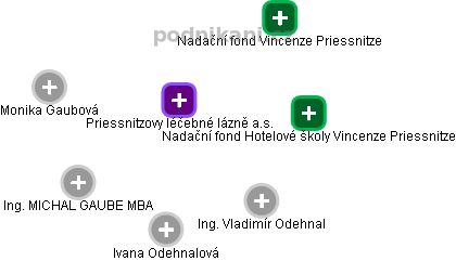 Priessnitzovy léčebné lázně a.s. - obrázek vizuálního zobrazení vztahů obchodního rejstříku