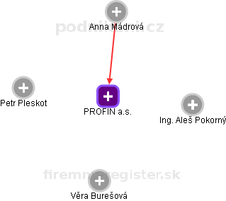 PROFIN a.s. - obrázek vizuálního zobrazení vztahů obchodního rejstříku