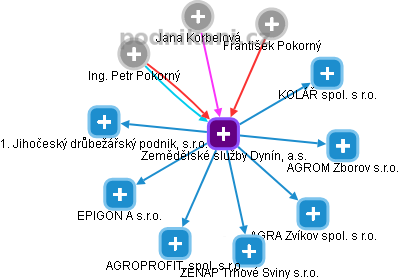 Zemědělské služby Dynín, a.s. - obrázek vizuálního zobrazení vztahů obchodního rejstříku