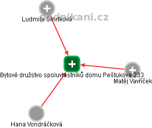 Bytové družstvo spoluvlastníků domu Peštukova 233 - obrázek vizuálního zobrazení vztahů obchodního rejstříku