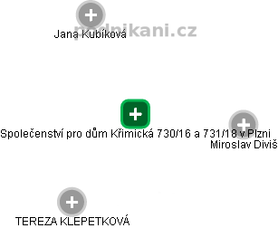 Společenství pro dům Křimická 730/16 a 731/18 v Plzni - obrázek vizuálního zobrazení vztahů obchodního rejstříku